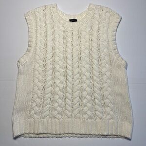 Talbots Cream Cable Knit Sweater Vest Women Large Casual Office Work